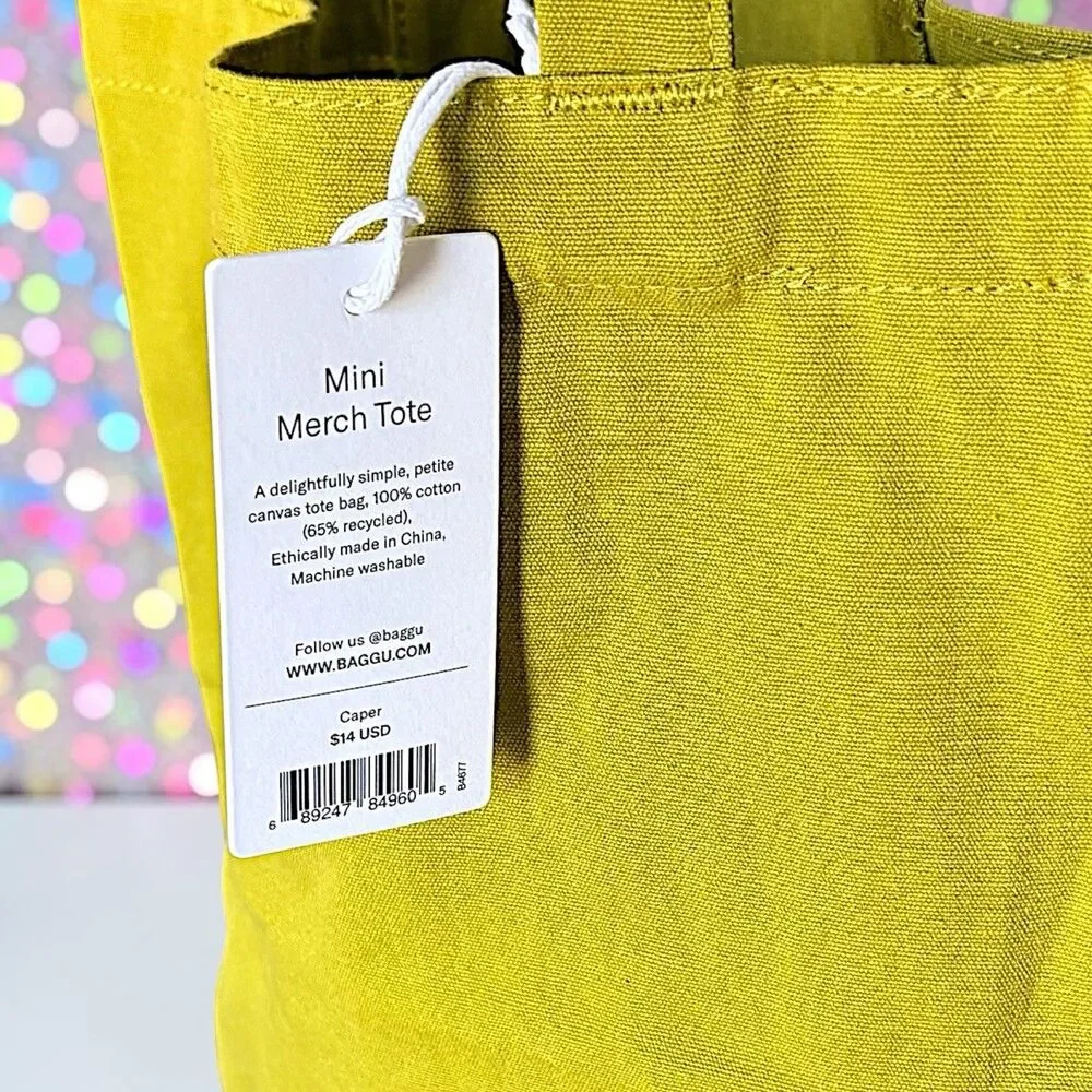 BAGGU Mini Merch Tote Bag In Caper Green New With Tags